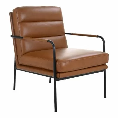 Moe's Home Collection Verlaine Armchair, Chestnut Brown - Front Side Angle