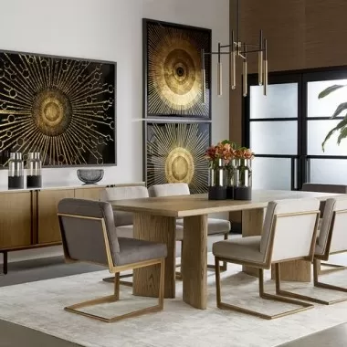 Sunpan Giulietta Dining Table Rectangular 90.5'' in Weathered Oak - Lifestyle