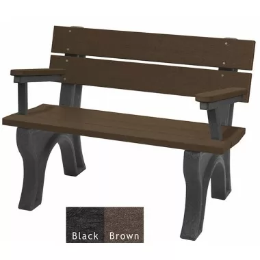 Polly Products Economizer Traditional Backed Bench With Arm
