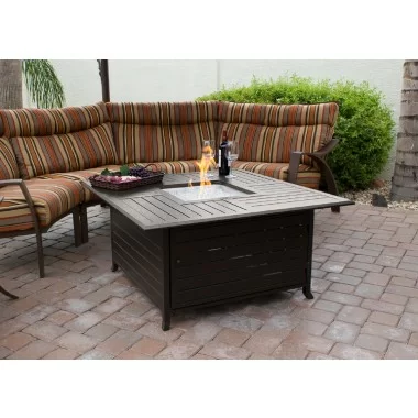 AZ Patio Heaters Outdoor Square Aluminum Fire Pit in Hammered Bronze - Lifestyle
