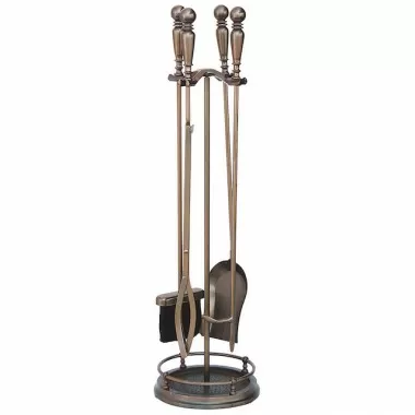 Mr. Bar-B-Q UniFlame® 5 Piece Venetian Bronze Finish Fireset with Ball Handles