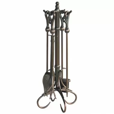 Mr. Bar-B-Q UniFlame® 5 Piece Venetian Bronze Finish Fireset with Heavy Crook Handles