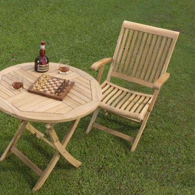 Felice Teak Outdoor Dining Folding Armchair - Lifestyle