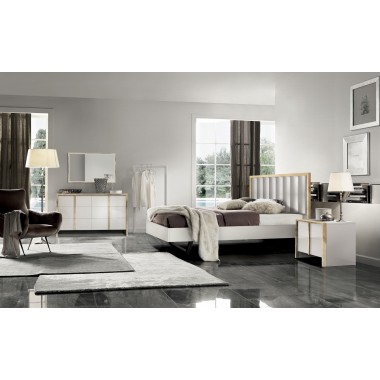 J&M Furniture Fiocco Premium White and Gold Panel Bedroom Set