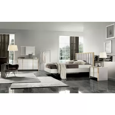 J&M Furniture Fiocco Premium White and Gold Panel Bedroom Set