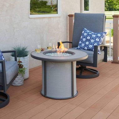 Outdoor Greatroom Company Grey Stonefire Gas Fire Pit Table - Lifestyle