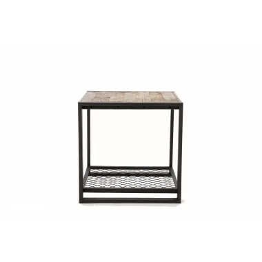Crawford and Burke Blair Reclaimed Wood and Metal 23" Side Table, Front View