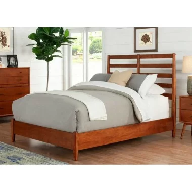 Flynn Retro California King Bed w/Slat Back Headboard in Acorn - Lifestyle