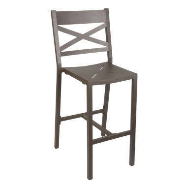 Fresco - Cross Back Barstool - Powder Coated Aluminum - Bronze