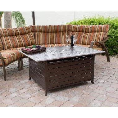 AZ Patio Heaters Outdoor Aluminum Rectangular Fire Pit in Hammered Bronze - Lifestyle