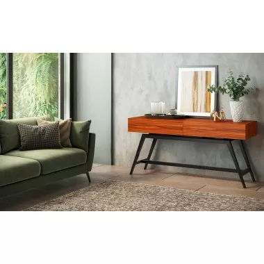 Furnitech 63" Mid-Century Modern Console in Iron Wood - Lifestyle