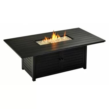 72" X 40" Regal Series Rectangle Chat Table With Fire Pit - Angled with Fire