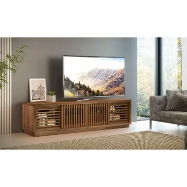 Furnitech Oliver 82" Media Console In American Walnut - lifestyle