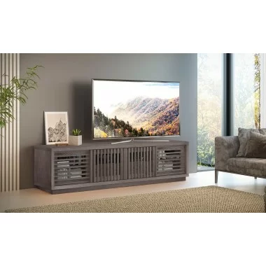 Furnitech Oliver 82" Oak Media Console In A Stunning Coastal Grey Finish - lifestyle