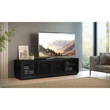 Furnitech Oliver 82" Oak Media Console In An Ebony Finish - lifestyle