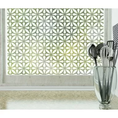 Odhams Press Geo Flora Frosted Non-Adhesive Decorative Window Film - Privacy Cling Film