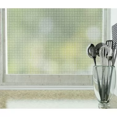 Odhams Press Egyptian Weave Frosted Non-Adhesive Decorative Window Film - Privacy Cling Film
