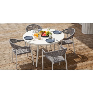 Source Furniture Aria 48" Round Aluminum Frame Dining Table