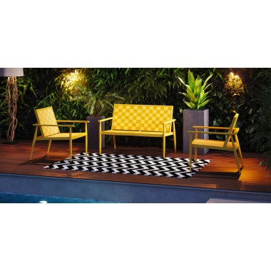 Source Outdoor Furniture Danish Aluminum Sling Strap Loveseat