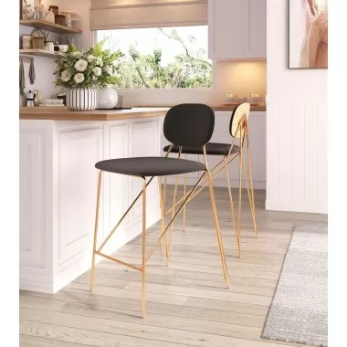 Georges Counter Stool Gray & Gold - Lifestyle