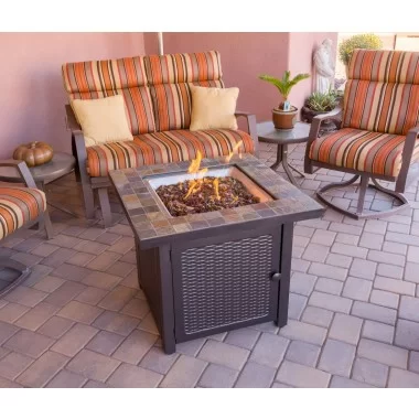 AZ Patio Heaters Square Slate Fire Pit - Lifestyle