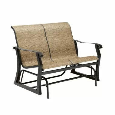 Woodard Cortland Sling Gliding Love Seat - Angled