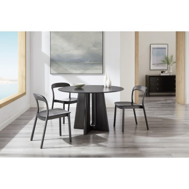 Greenington Luna 48” Round Table In Caviar - Lifestyle 6