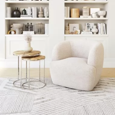 Govan Swivel Chair in Ivory- Lifestyle 2