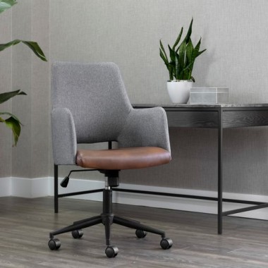 Sunpan Ian Office Chair - Bravo Cognac/Salt and Pepper Tweed  - Lifestyle