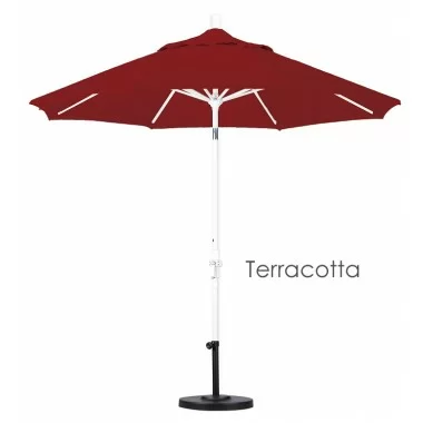 California Umbrella 9' Aluminum Market Umbrella Collar Tilt - Matted White - Sunbrella