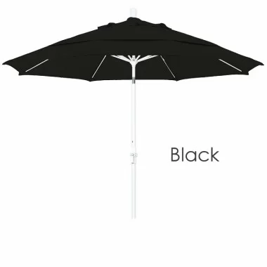 California Umbrella 11' Fiberglass Market Umbrella Collar Tilt DV Matted White - Olefin