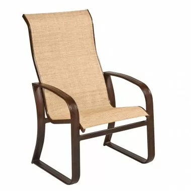 Woodard Cayman Isle Sling High-Back Dining Armchair - Angled