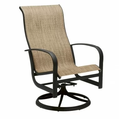 Woodard Fremont Sling High Back Swivel Rocking Dining Armchair