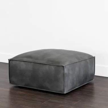 Sunpan Liron Ottoman Overcast Grey - Front Side Angle
