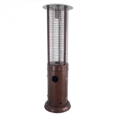 AZ Patio Heaters Round Commercial Glass Cylinder Patio Heater in Hammered Bronze with Clear Tube - Front Angle