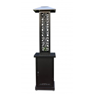 AZ Patio Heaters Hiland Wood Pellet Glass Tube Heater In Matte Black - Front Angle