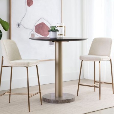 Sunpan Zeke Dining Chair Antique Brass in Bergen Ivory - Lifestyle