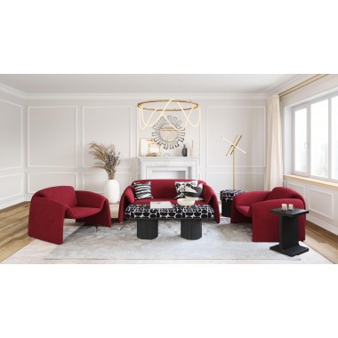 Zuo Modern Horten Accent Chair in Red - Lifestyle Shot with Set 2