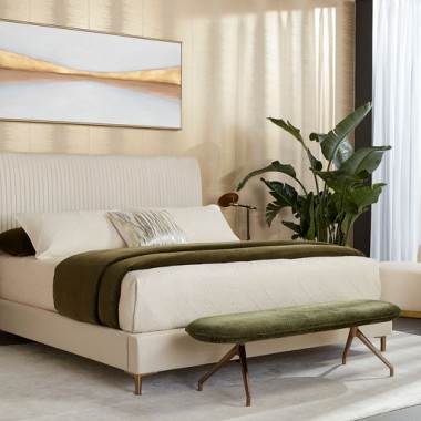 Sunpan Elowen Bench in Bergen Olive - Lifestyle