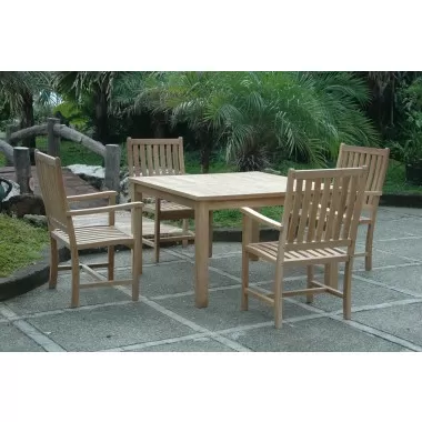 Anderson Teak Windsor 47" Square Table and 4 Wilshire Dining Armchair 1