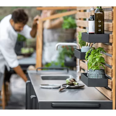 Cane-Line Kitchen Table Top Incl. Sink And Fixtures Side View
