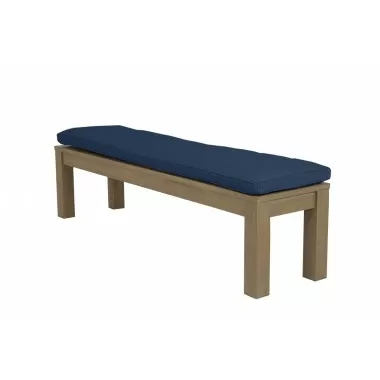 Coastal Teak Dining Bench in Spectrum Indigo, No Welt - Front Side Angle