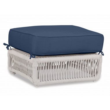 Dana Rope Ottoman in Spectrum Indigo w/ Self Welt - Front Side Angle