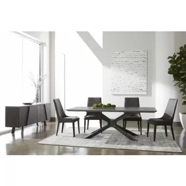 Essentials For Living Industry Rectangle Dining Table in Ash Gray Concrete and Distressed Black Iron - Lifestyle
