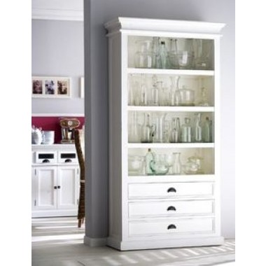Nova Solo HALIFAX White Mahogany Bookcase with 3 Drawers and 4 shelves