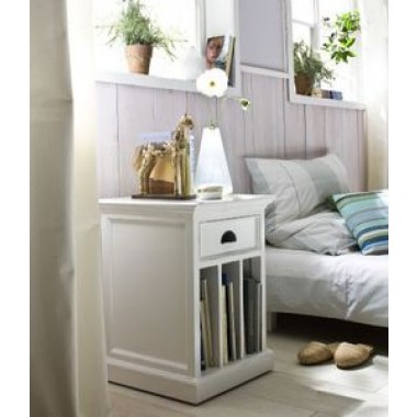 Nova Solo HALIFAX White Mahogany Nightstand with 1 Drawer