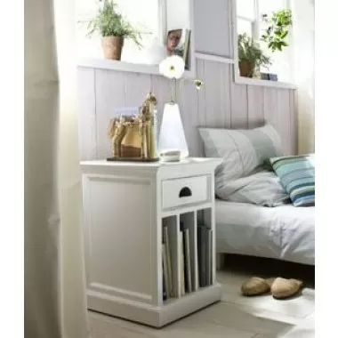 Nova Solo HALIFAX White Mahogany Nightstand with 1 Drawer