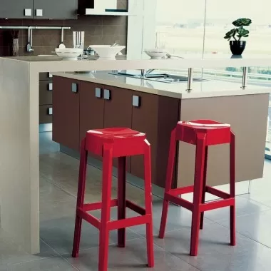 Compamia Fox Polycarbonate Counter Stool - Glossy Red