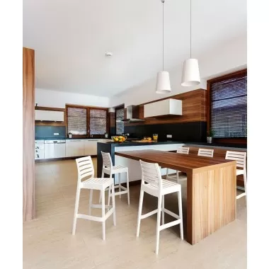 Ares Resin Barstool White - Back Angled