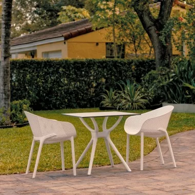 Compamia Sky Dining Set with 2 Arm Chairs White - Lifestyle
